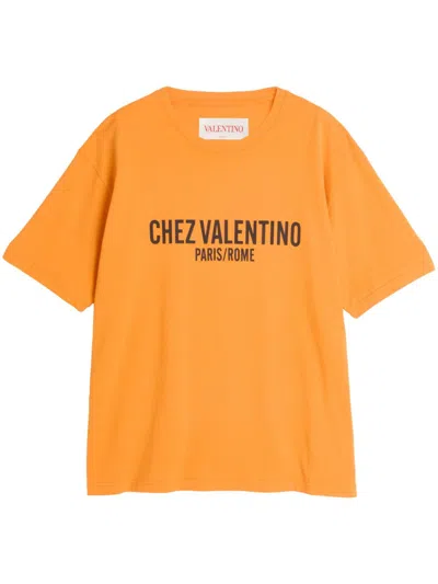 Valentino Logo-print Cotton T-shirt In Orange