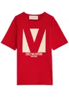Valentino Crewneck Graphic Print T-shirt Logo In Red