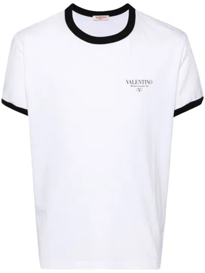 Valentino Logo-print Cotton T-shirt In White, Black