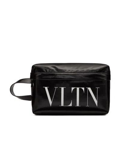 Valentino Garavani Logo-print Detail Wash Bag In Black