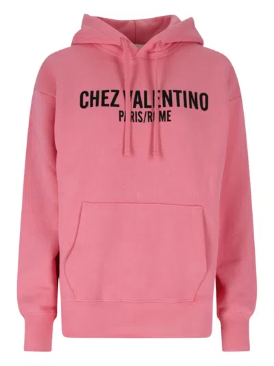 Valentino Logo-print Hooded Sweatshirt In Purple