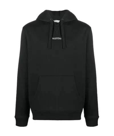 Valentino Logo-print Hoodie In Black