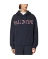 Valentino Logo Print Cotton Jersey Hoodie In Black