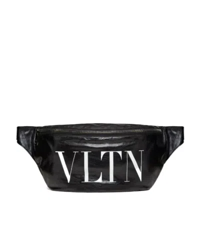 Valentino Garavani Logo-print Leather Belt Bag In Black