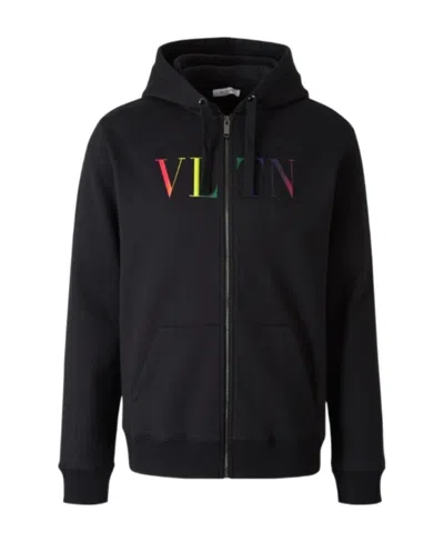 Valentino Logo-print Long-sleeve Hoodie In Black