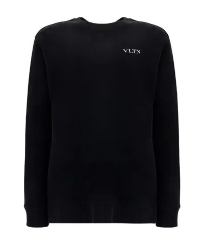 Valentino Logo-print Long-sleeve Sweatshirt In Black