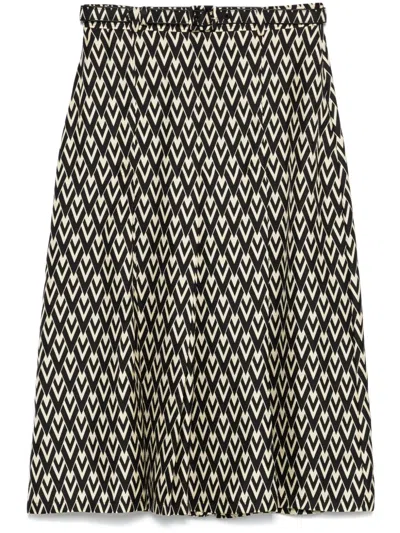 Valentino Logo-print Midi Skirt In Black