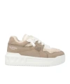 Valentino One Stud Xl Nubuck And Wool Sneaker In Nude