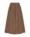 Valentino Logo-print Silk Skirt In Brown