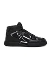 Valentino Vl7n Logo-print Mid-top Leather Trainers In Black