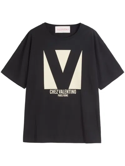 Valentino Cotton Crew Neck T-shirt Drop Shoulder In Pink
