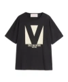 Valentino Cotton Crew Neck T-shirt Drop Shoulder In Black