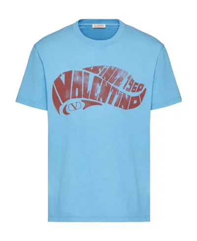 Valentino Logo-print T-shirt In Sky Blue