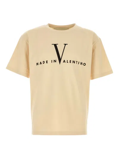 Valentino Garavani Cotton T-shirt With Made In Print Clothing In Nude