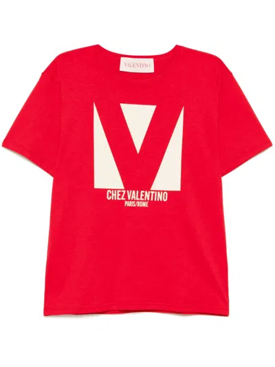 Valentino Print T-shirt Xs In Red