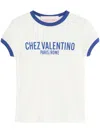Valentino Womens Regular-fit Brand-print Cotton-jersey T-shirt Avorio Blu Elettrico In White