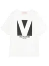 Valentino Crewneck Graphic Print Ribbed Short-sleeve Cotton Jersey In White