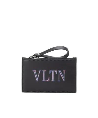 Valentino Garavani Logo-print Zipped Wallet In Black