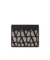 Valentino Logo Printed Card Holder In Black