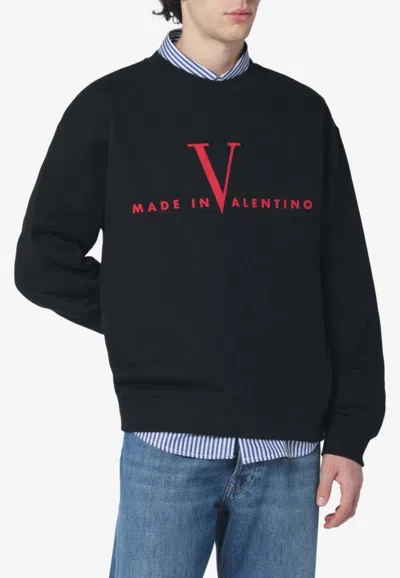 Valentino Logo-printed Crewneck Sweatshirt In Black