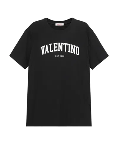 Valentino Logo Printed Crewneck T-shirt In Black