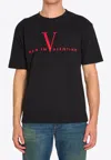 Valentino Black Crew Neck T-shirts In Black