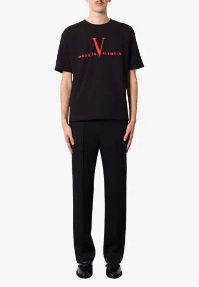 Valentino Crew Neck Short Sleeve T-shirt Design In Black