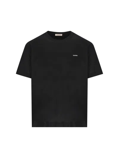 Valentino Logo Printed Crewneck T-shirt In Nero