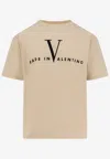 Valentino Garavani  Cotton T-shirt With Made In  Print In Gold