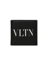 Valentino Vltn Logo Leather Bi-fold Wallet In Black