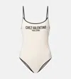 Valentino Logo Printed Piqué Swimsuit In White