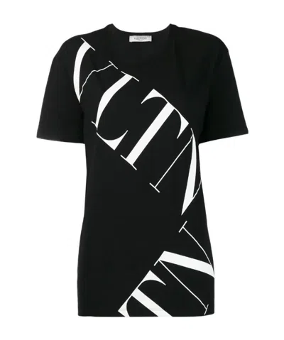 Valentino Logo Printed T-shirt In Black