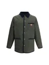 Valentino Garavani Olive Quilted Jacket With Vlogo Patch In Green