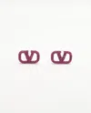 Valentino Logo Rhinestone Earrings In Purple