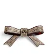 Valentino Logo Rhinestone Hair Clip In Brown