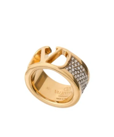 Valentino Garavani Logo Ring In Gold