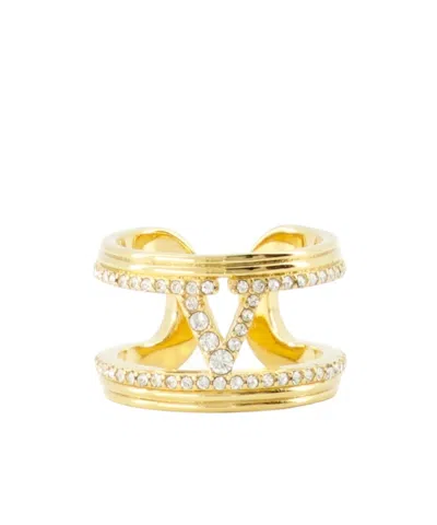 Valentino Garavani Logo Ring In Gold