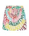 Valentino Logo Ringed Crepe De Chine Shorts In Multicolor