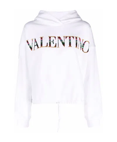 Valentino Logo Rope Hooded Sweater In White