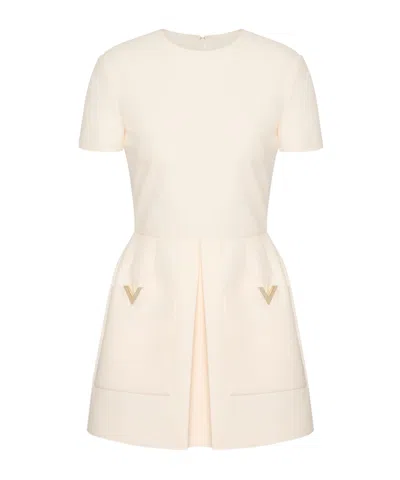 Valentino Logo Round-neck Dress In White