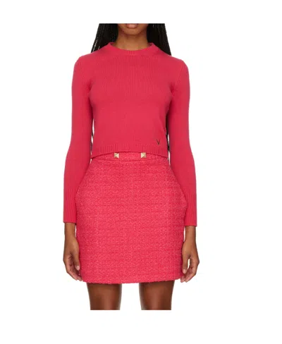Valentino Logo Round Neck Sweater In Red