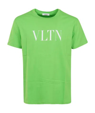 Valentino Logo Round-necked T-shirt In Green