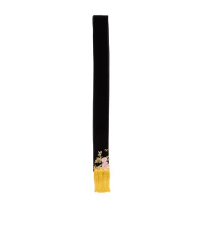 Valentino Garavani Velvet Scarf With Embroidery Woman Multicolour Uni In Black