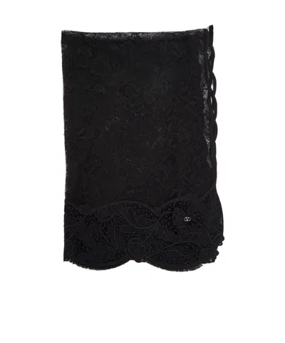 Valentino Logo Scarf In Black