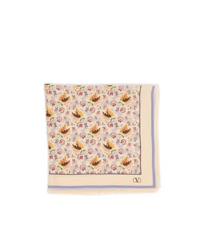 Valentino Logo Scarf In Nude