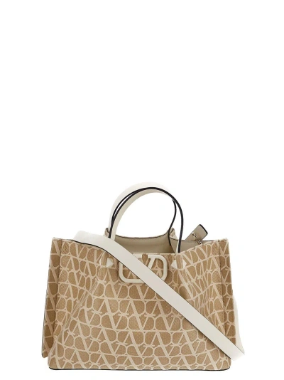 Valentino Garavani Logo Shopper In Beige