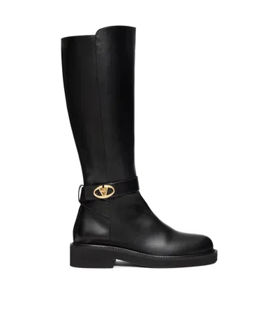 Valentino Garavani Logo Short Boots In Black