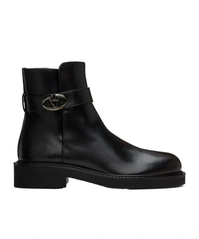 Valentino Garavani Logo Short Boots In Black