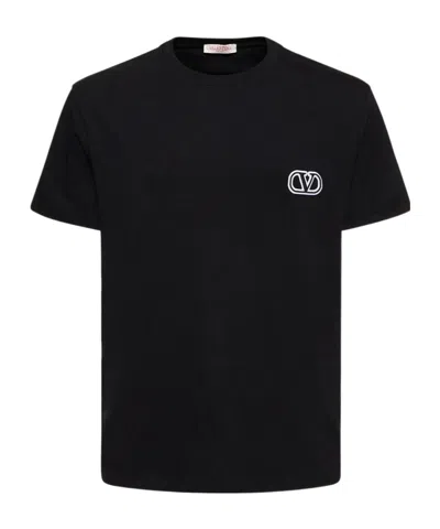 Valentino Regular Fit Cotton T-shirt With Logo In Black