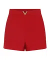 Valentino High Waisted Shorts Featuring Gold Tone Detail In Red